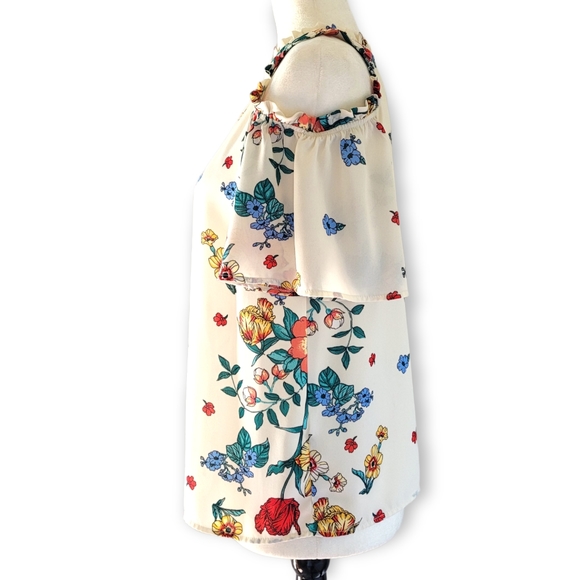 Monteau Floral Cold-shoulder Ruffle Top - Picture 3 of 16